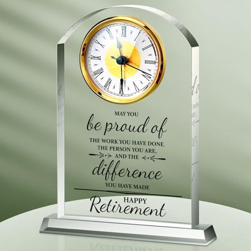 Landical Retirement Clock Gifts for Women Men Happy Desk Acrylic Clock by Landical