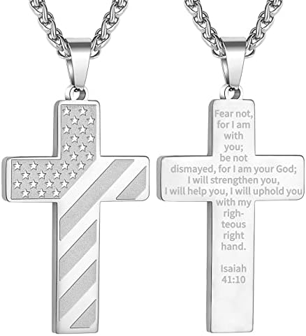 DuoDiner 18+2" Cross Necklace for Men Boys Christian Confirmation Gifts by Duodiner