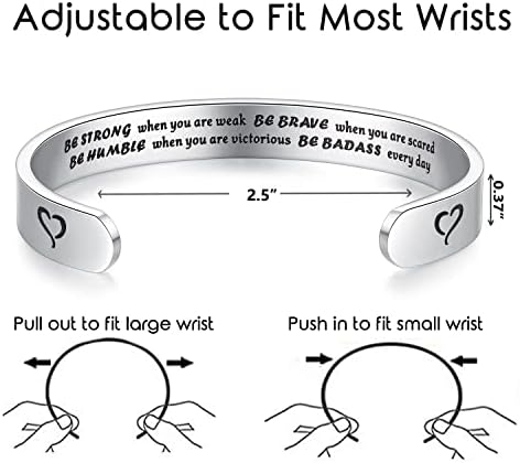 TONY & SANDY Inspirational Bracelets for Women Teen Girls Personalized Gifts for Daughter Granddaughter Mom Sister Friends Stainless Steel Engraved Cuff Birthday Easter Christmas - Image 4