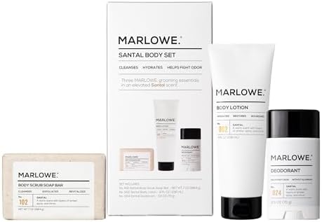 MARLOWE. Men's Santal Body Gift Set, Scrub Soap, Deodorant + Lotion by MARLOWE