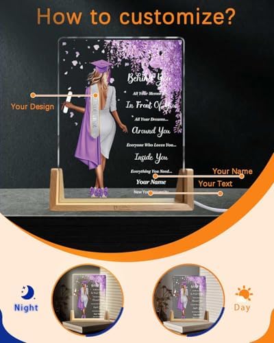 Personalized Name Graduation Gifts Custom Night Light LED Table Lamp Portrait Creator for Her 2026 University High School Keepsake(Girl D) - Image 2