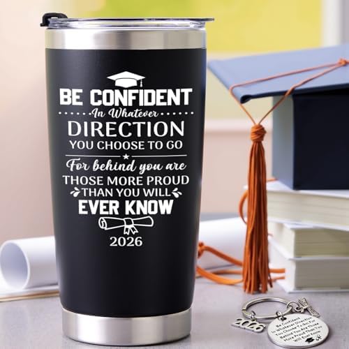 Lifecapido Graduation Gifts, 2026 Graduate 20oz Tumbler with Keychain, High School College Masters Degree PhD Graduation Gifts for Friends Classmates Graduates, Black - Image 5