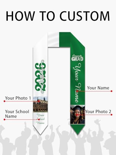 Personalized Graduation Stole Sash Custom Class of 2026 Congratulation Graduation Gifts with Photo - Image 2