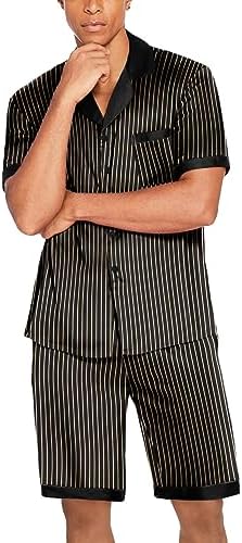 Ekouaer Men Silk Pajamas Set 2 Pieces Satin Pj Button Down Loungewear Sets - Image 4