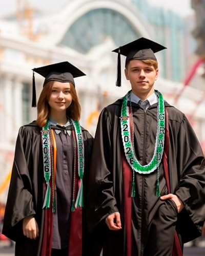 ALKB 2026 Graduation Lei Set - Two-Tone Braided Ribbon with Honor Cord, Unisex Graduation Gift for Graduates, Polyester - Image 5