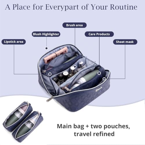 BOYATU Travel Makeup Bag Organizer: 3 Pcs Cosmetic Bag Set for Women Blue - Image 3