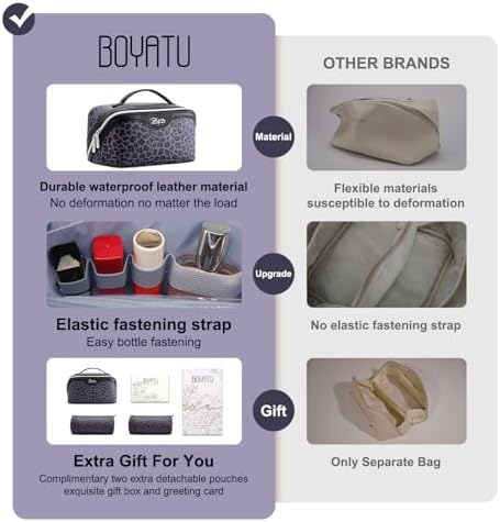 BOYATU Travel Makeup Bag Organizer: 3 Pcs Leopard Cometic Bag Set for Women - Image 2