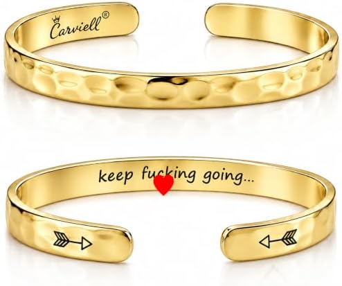 Carviell Bracelets for Women – 100+ Meaningful Engraved Messages – Solid 316L Surgical Stainless Steel Cuff Bracelet – Gift Ready by Carviell