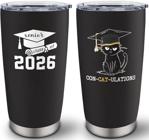 2026 Graduation Gift for Him Her - Senior Class of 2026 Gifts - 20 oz Stainless Steel Tumbler With Lid & Straw - High School/College/Master Degree/PHD Gradution Gifts by Cudoviqu