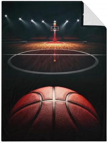 Mercuryelf Basketball Throw Blanket - Soft, Fuzzy & Warm - 60x80 Inches Flannel Blankets for Bed, Couch - Black Sports Throws Gift for Men, Women by Mercuryelf