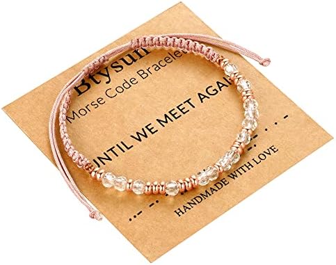 Morse Code Bracelets for Women Mothers Day Gifts 2026 Graduation Gifts Mom Birthday Gift Pink Braided Bracelets Teen Trendy Stuff Inspirational Best Friend Birthday Gifts for Daughter Girlfriend Christmas Stocking Stuffers Jewelry by BTYSUN
