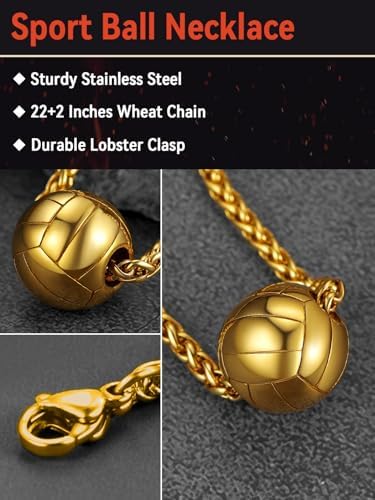 FaithHeart Sports Necklace for Men Women, Stainless Steel Gold Plated 3D Football/Soccer/Basketball/Volleyball Pendant Jewelry with Delicate Gift Packaging - Image 5
