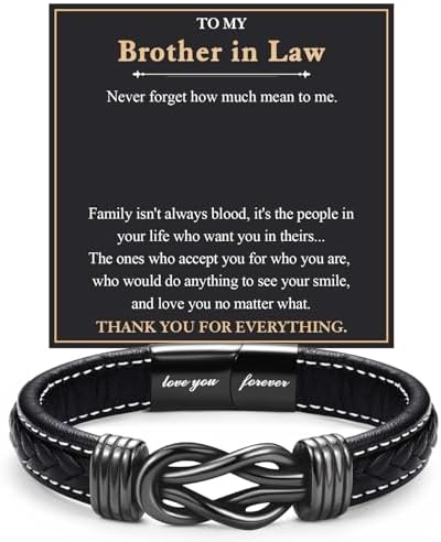 Love You Forever Infinity Leather Bracelet Gifts for Men Him Teen Boys by FIEEFX