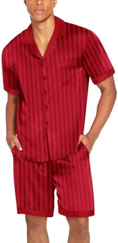 Ekouaer Men Silk Pajamas Set 2 Pieces Satin Pj Button Down Loungewear Sets - Image 2