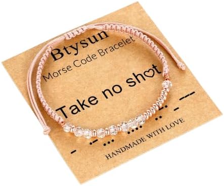 Morse Code Bracelets for Women Mothers Day Gifts 2026 Graduation Gifts Mom Birthday Gift Pink Braided Bracelets Teen Trendy Stuff Inspirational Best Friend Birthday Gifts for Daughter Girlfriend Christmas Stocking Stuffers Jewelry by BTYSUN
