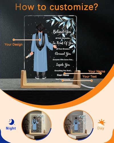Personalized Name Graduation Gifts Custom Night Light LED Table Lamp Portrait Creator for Him 2026 University High School Keepsake(Boy F) - Image 2