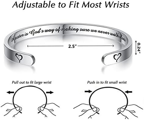 TONY & SANDY Inspirational Bracelets for Women Teen Girls Personalized Gifts for Daughter Granddaughter Mom Sister Friends Stainless Steel Engraved Cuff Birthday Easter Christmas - Image 4