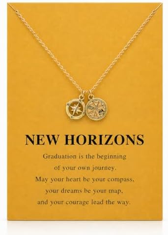 Zealmer Dainty 18K Gold Plated Compass World Map Pendant Necklace Graduation Gift for Friends by Zealmer-RefinedforDistinction