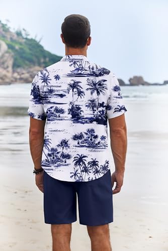 COOFANDY Men's Summer Beach Outfits 2 Piece Short Sleeve Shirts and Shorts Vacation Texture Linen Sets for Men - Image 6