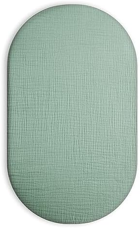 Muslin Bassinet Sheets 1 Pack, 33" x 17", (Sage) by Meowcards