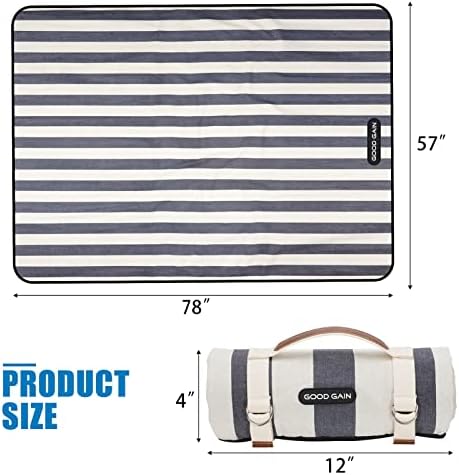 G GOOD GAIN Waterproof Picnic Blankets Outdoor Machine Wash, Denim Blue - Image 5