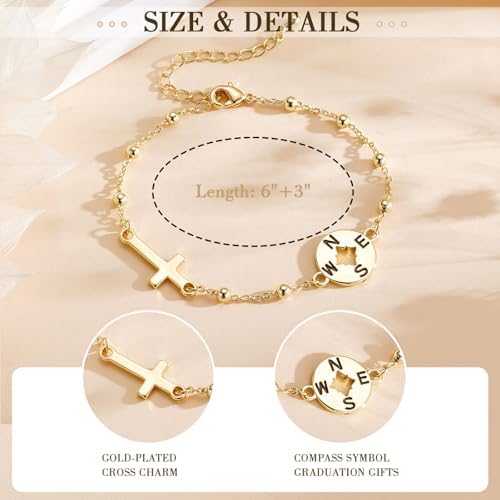 Gnamy Class of 2026 Graduation Gift for Her, Adjustable Compass Cross Bracelet College Middle High School University Graduation Gifts for Women Girls Teenage Teens - Image 4