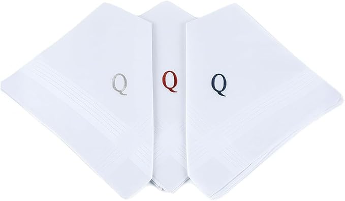 Initial Handkerchief for Men, Monogrammed Boxed 3 Piece Set,100% Cotton