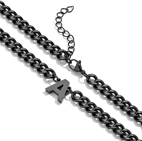 DuoDiner 18+2" Initial Necklace for Men Boys Gifts A-Z Cuban Link Chain - Image 2