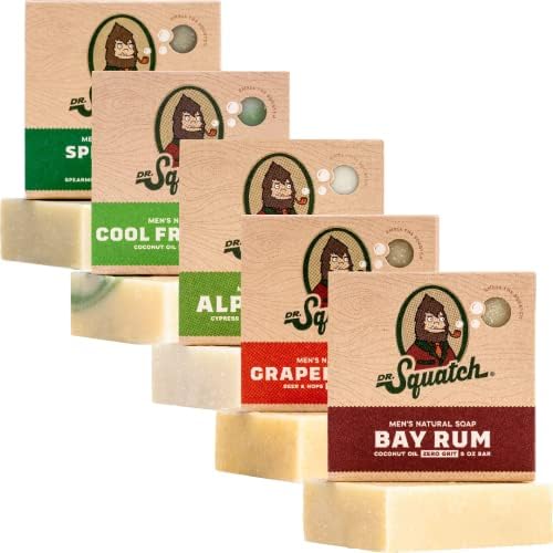Dr. Squatch All Natural Bar Soap for Men, 5 Bar Variety Pack - Cool Fresh Aloe, Alpine Sage, Spearmint, Bay Rum and Grapefruit IPA by DrSquatch