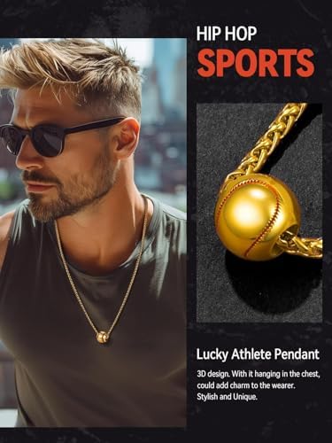 FaithHeart Sports Necklace for Men Women, Stainless Steel Gold Plated 3D Football/Soccer/Basketball/Volleyball Pendant Jewelry with Delicate Gift Packaging - Image 2