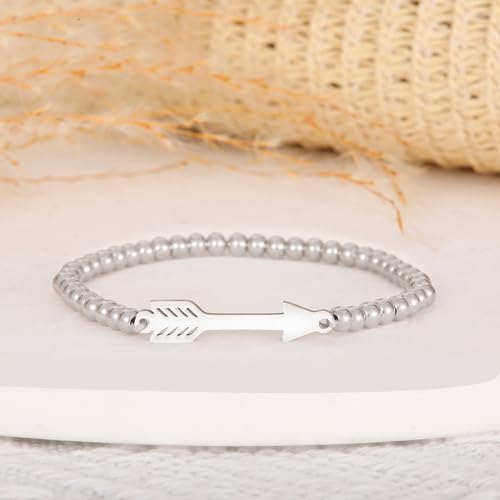 RZKING Graduation Gifts for Women, Dainty Silvery Beaded Bracelet for Women - Image 3