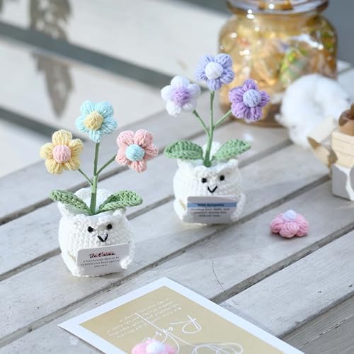 Crochet Sympathy Gifts for Loss of Loved One – Send Sympathy Crochet Puff Flower Potted Plant with Comfort Card – Bereavement, Grief Support Gift Idea for Grandpa Grandma Mom Dad Women Friends - Image 4