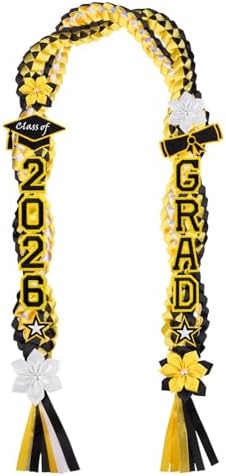 Class of 2026 Graduation Leis,Double Black & Gold Graduation Ribbon Lei with Dly Butterfly Flower Accessories, Graduation Gift for Her Him Graduate - Image 6