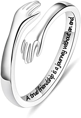 Yesteel S925 Sterling Silver Hug Ring for Women Teen Girls, Adjustable Ring Jewelry Mothers Day Birthday Gifts for Daughters Mom Sister Wife Friends Grandma by YESTEELJEWELRY
