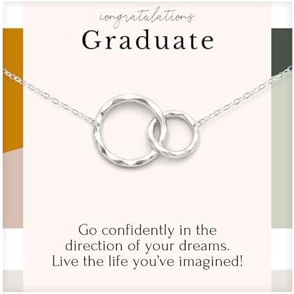 HOPE LOVE SHINE Graduation Jewelry for Her, 2 Interlocking Rings Necklace with Message Card, Gift Card and Jewelry Box by HopeLoveShine