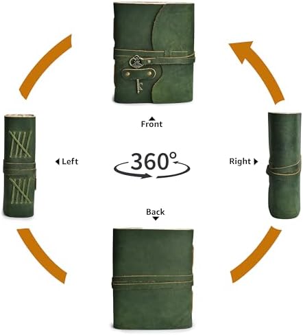 LEATHER VILLAGE Leatherbound Journal Key Lock, Forest Green 10x7. - Image 6