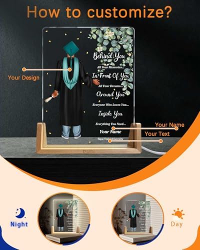 Personalized Name Graduation Gifts Custom Night Light LED Table Lamp Portrait Creator for Him 2026 University High School Keepsake(Boy C) - Image 2