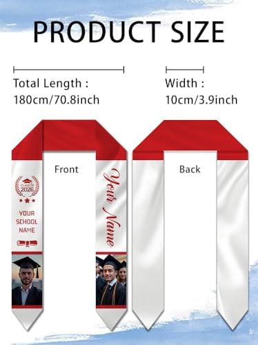 Dicodes Custom Graduation Stole Class of 2026 Personalized Graduation Sash Graduation Gift and Keepsake with Photo Text - Image 3