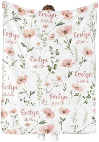 MDPrints Custom Baby Blankets for Boys, Customized Baby Boy Gifts with Name, Personalized Baby Blankets, Soft Plush Fleece (Wildflower DK27) - Image 2