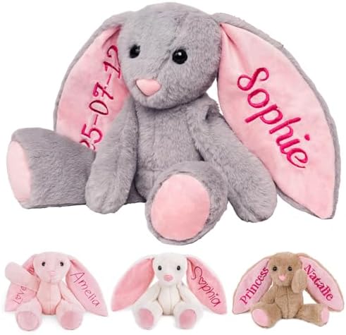 Personalized Bunny Plush with Embroidery Name,Bunny Stuffed Animal Toys by Cryphart-CustomGiftExpert
