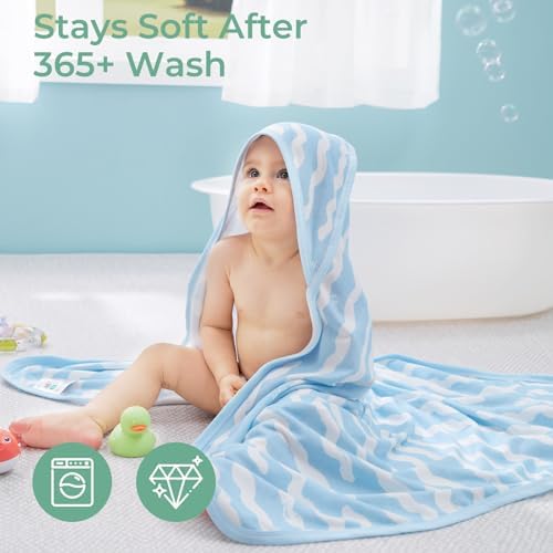 Momcozy Baby Towels, Soft Absorbent Bath Towel for Newborn&Toddler,Whale - Image 6