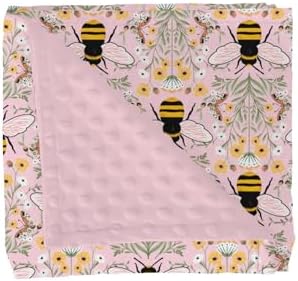 Bee Honey Garden Baby Blankets for Girl Boy Boho Floral Bees Honey Butterflies Soft Mink Dotted Backing Double Layer Swaddle Blanket Spring Summer Bed Throws for Newborn Infant Toddler Nursery 30x40 by GrowhappyGrowhealthy