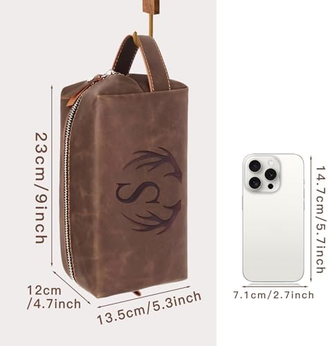 Personalized PU Leather Travel Toiletry Bag for Men Engraved Initial - Image 5