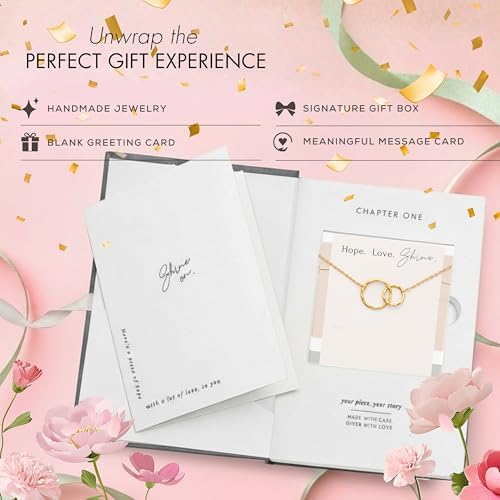 HOPE LOVE SHINE Graduation Jewelry for Her, 2 Interlocking Rings Necklace with Message Card, Gift Card and Jewelry Box - Image 6