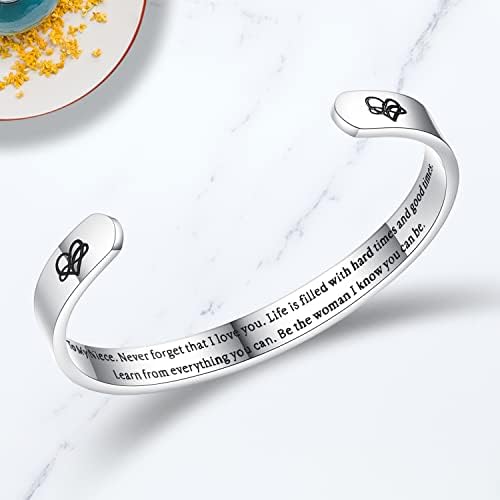 TONY & SANDY Inspirational Bracelets for Women Teen Girls Personalized Gifts for Daughter Granddaughter Mom Sister Friends Stainless Steel Engraved Cuff Birthday Easter Christmas - Image 3