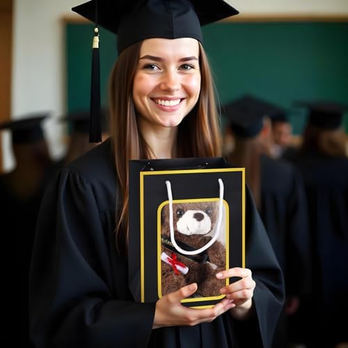 Bear with Graduation Cap Toys Class of 2026 Plush Stuffed Teddy Bear Animal Dog Cap and Gown with Greeting Card and Bag for Graduation Day Gift(Black B) - Image 6