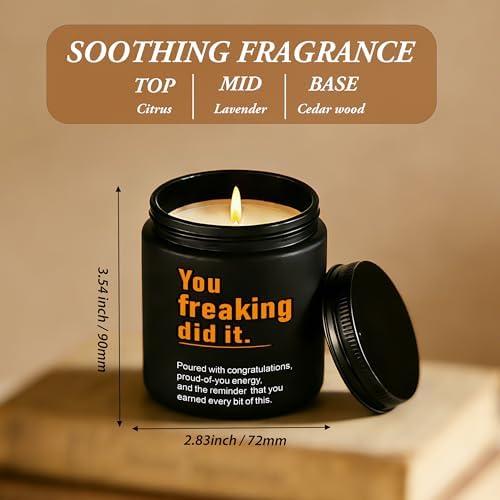 2026 Graduation Gifts for Her Him, Congratulations Grad Decoration for Women Men, Graduate Presents for College High School Masters Degree PHD Nurse, 7oz Funny Lavender Scented Candle, Style-J - Image 3