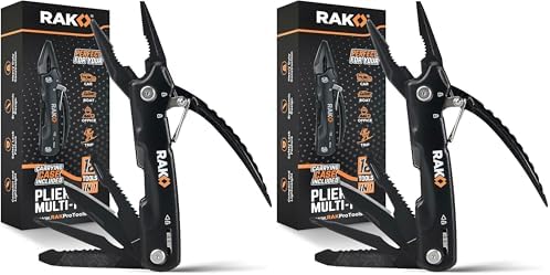 RAK Pro Tools Pliers Multitool - Cool Unique Gifts For Dads Who Have Everything - Compact DIY Survival Multi Tool Gift for Men, Husband, Handyman - Backpacking & Camping Accessories (Pack of 2) by RAK