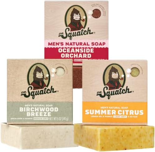 Dr. Squatch Natural Men’s Bar Soap, Body Soap Bar (5oz, 3-Pack) by DrSquatch