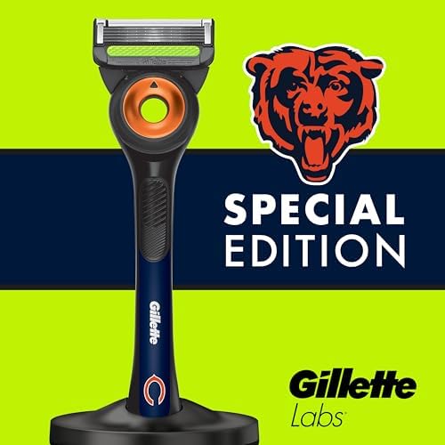 Gillette Labs Special NFL Bears Edition Shaving Razor for Men - 1 Handle, 4 Razor Blade Refills & Magnetic Stand, GilletteLabs with Exfoliating Bar - Image 7
